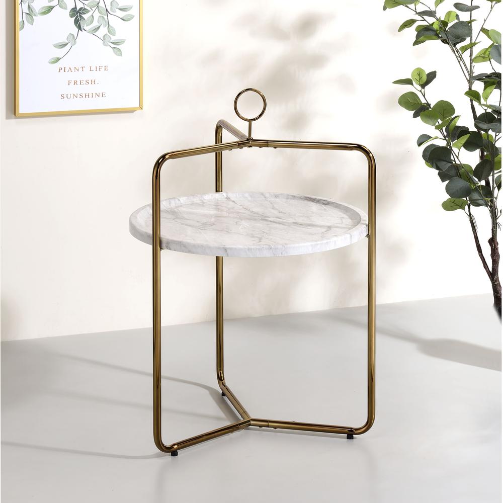 Miro Side Table [White/Gold]