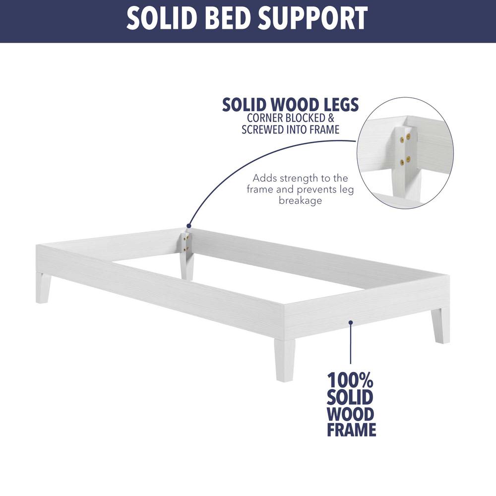 Nix White Solid Wood Platform Bed