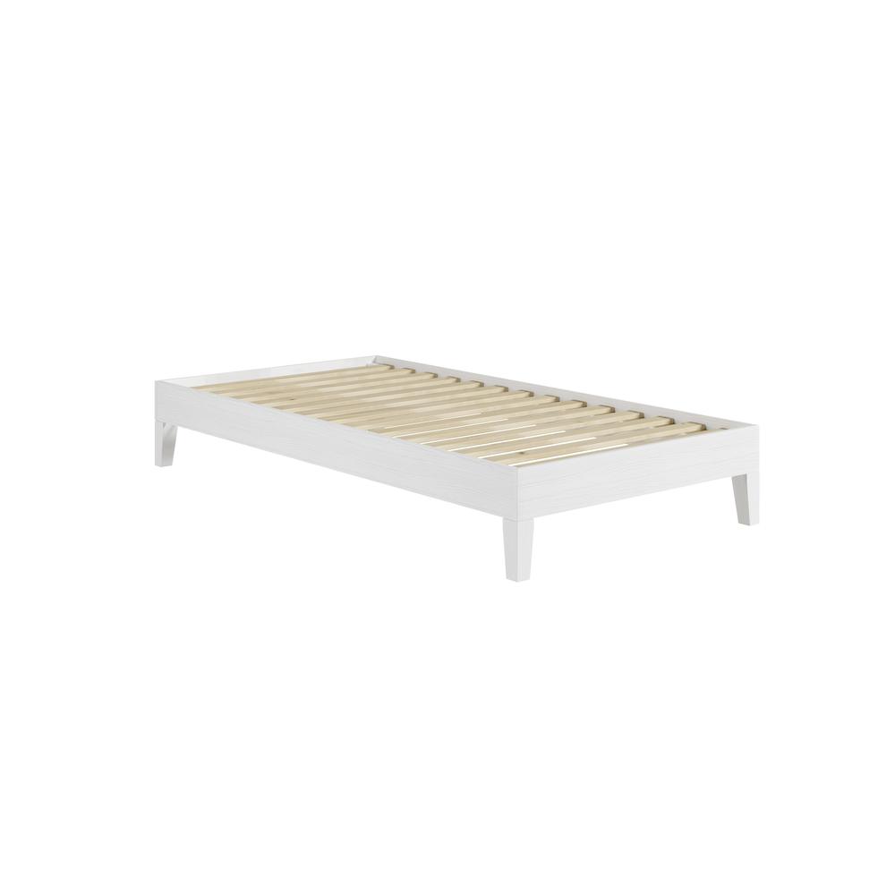 Nix White Solid Wood Platform Bed