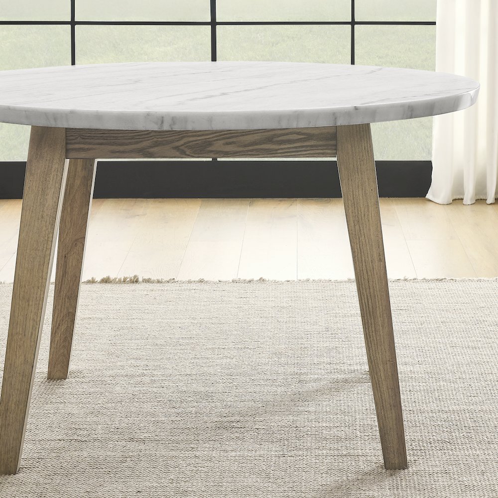 Vida 48″ Round White Marble Dining Table