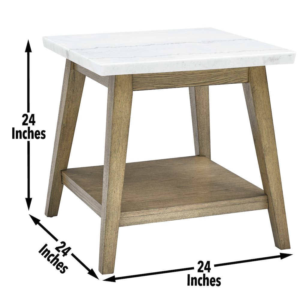 Vida White Marble Top Square End Table