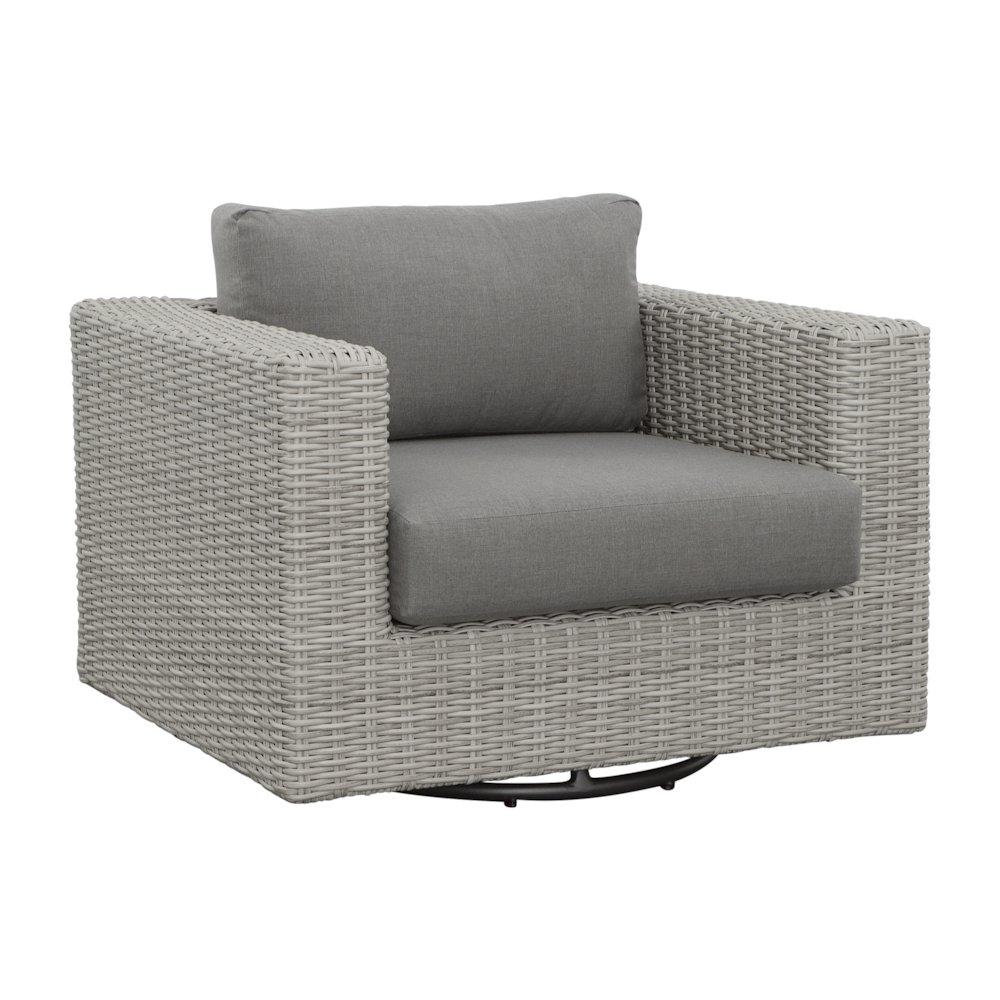 Blakley Outdoor Swilvel Chair with Half Round Wicker