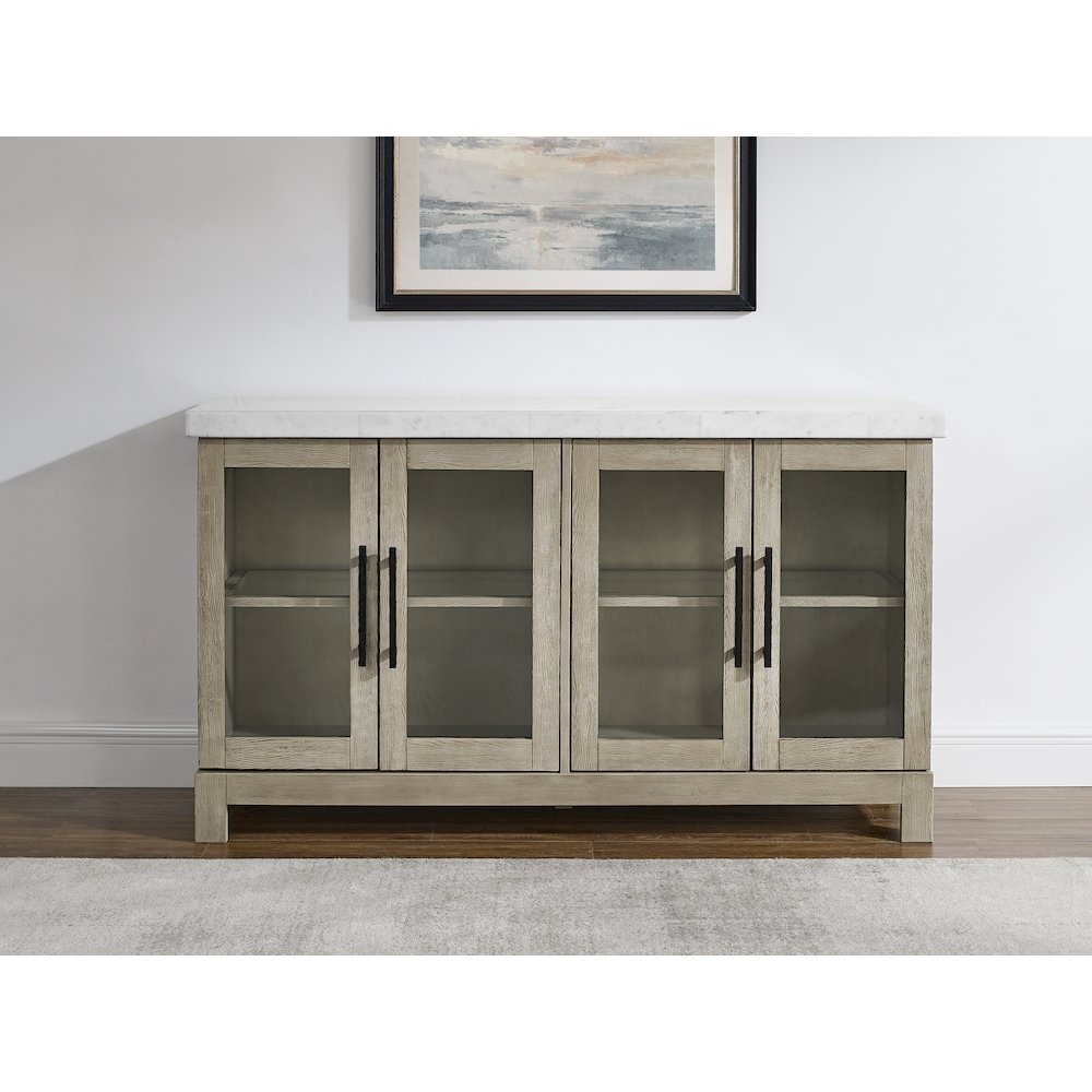 Csrena Lighted White Marble Sideboard