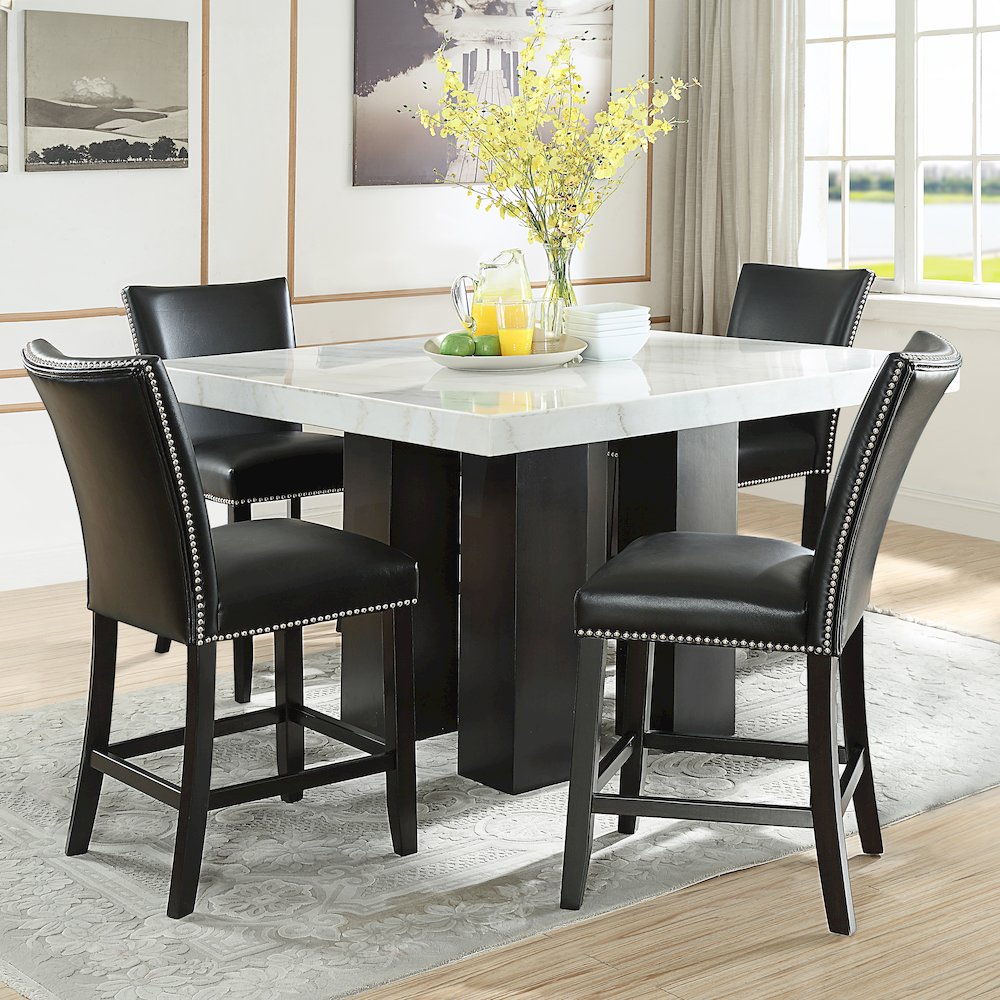 Camila Square 5PC Counter Set Black Chair