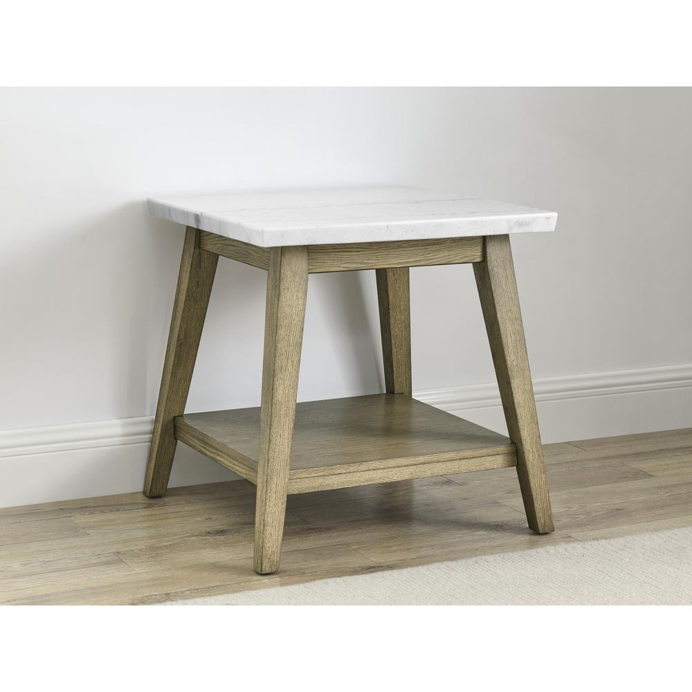 Vida White Marble Top Square End Table