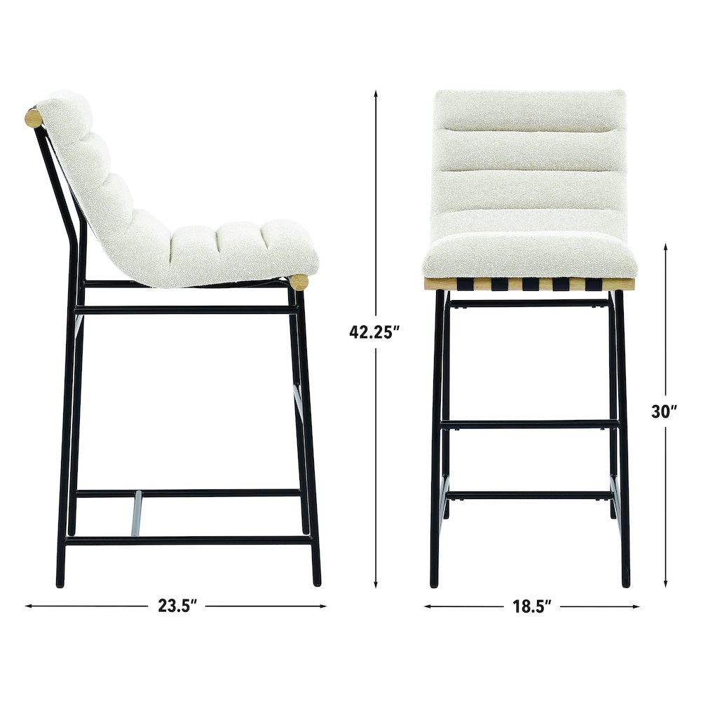 Nicco Eggshell Polyester 30″ Bar Stool with Black Iron Base