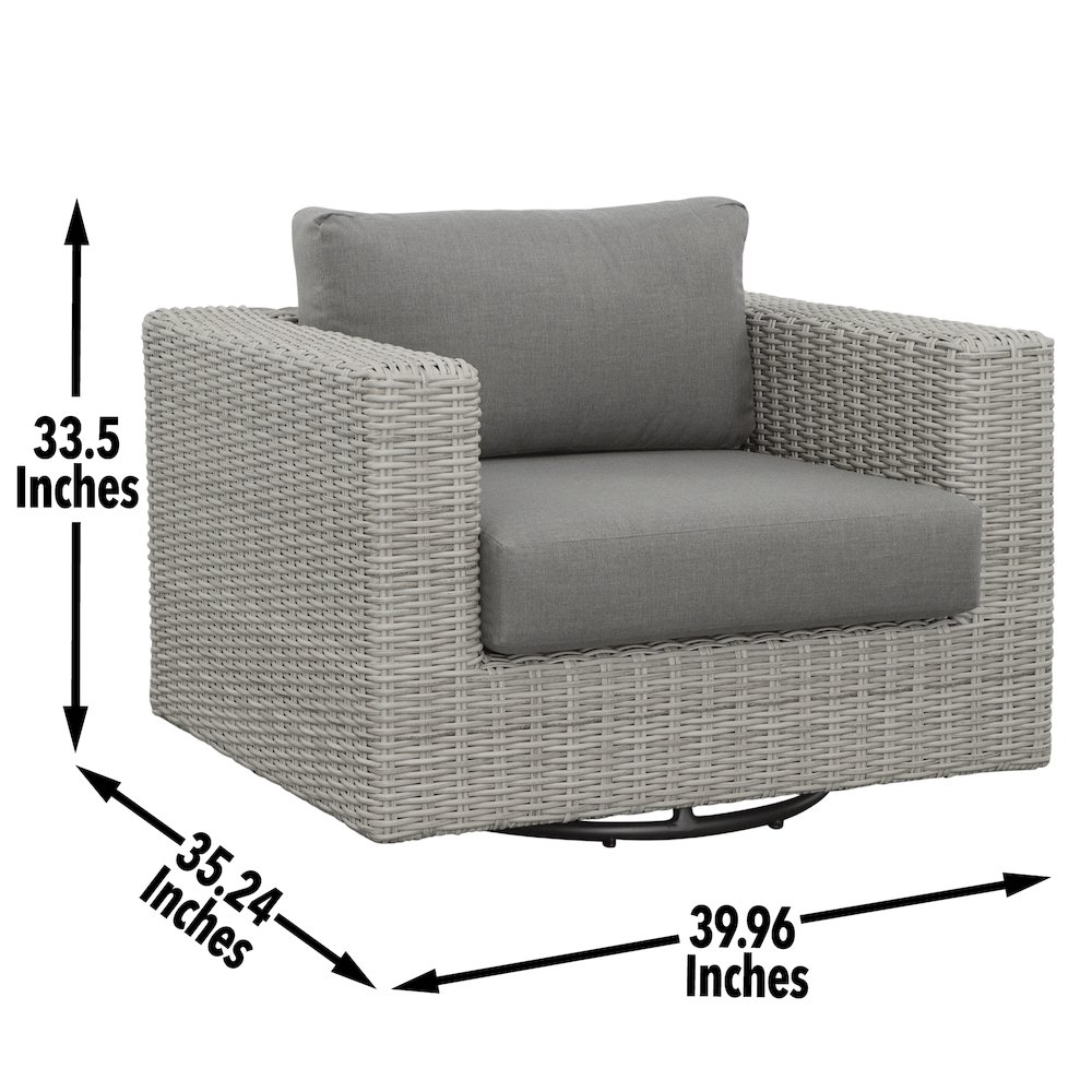 Blakley Outdoor Swilvel Chair with Half Round Wicker