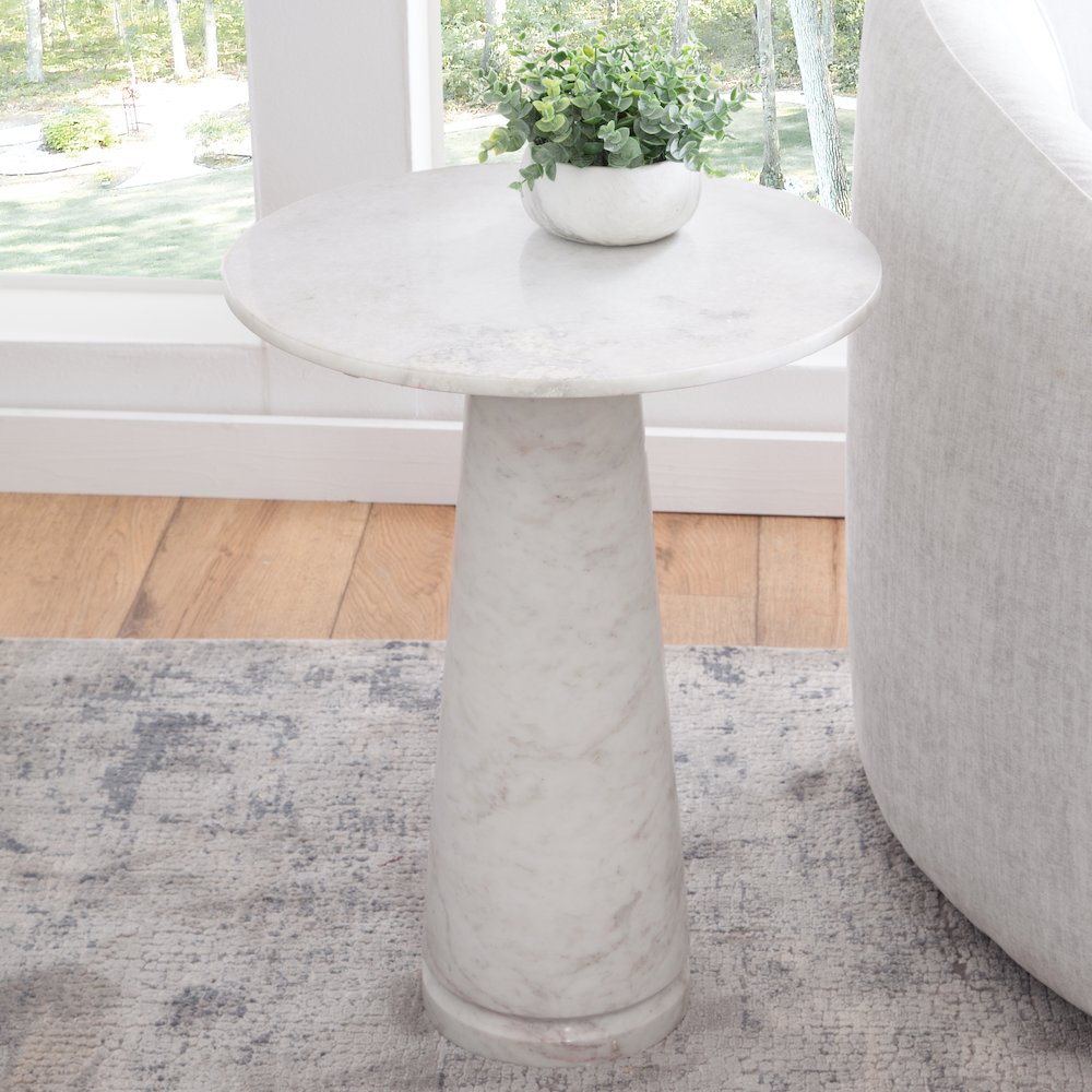 Joni Talita White Marble End Table