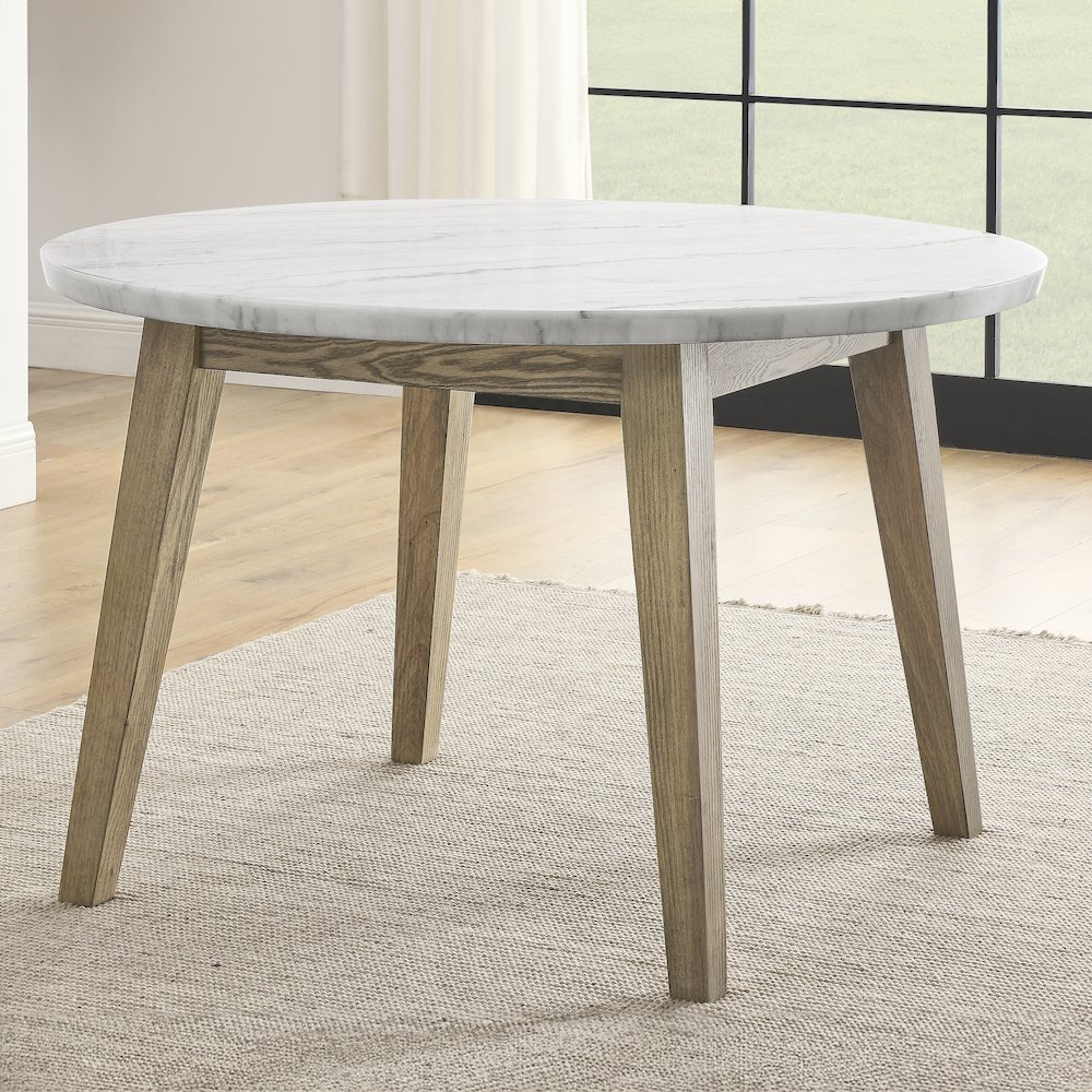 Vida 48″ Round White Marble Dining Table