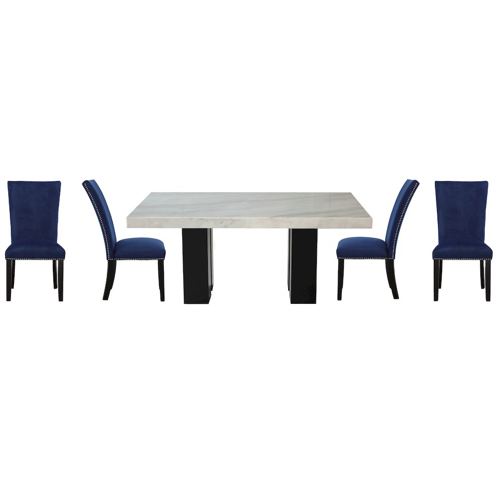 Camila 5PC Rectangle Dining Set Blue Chair