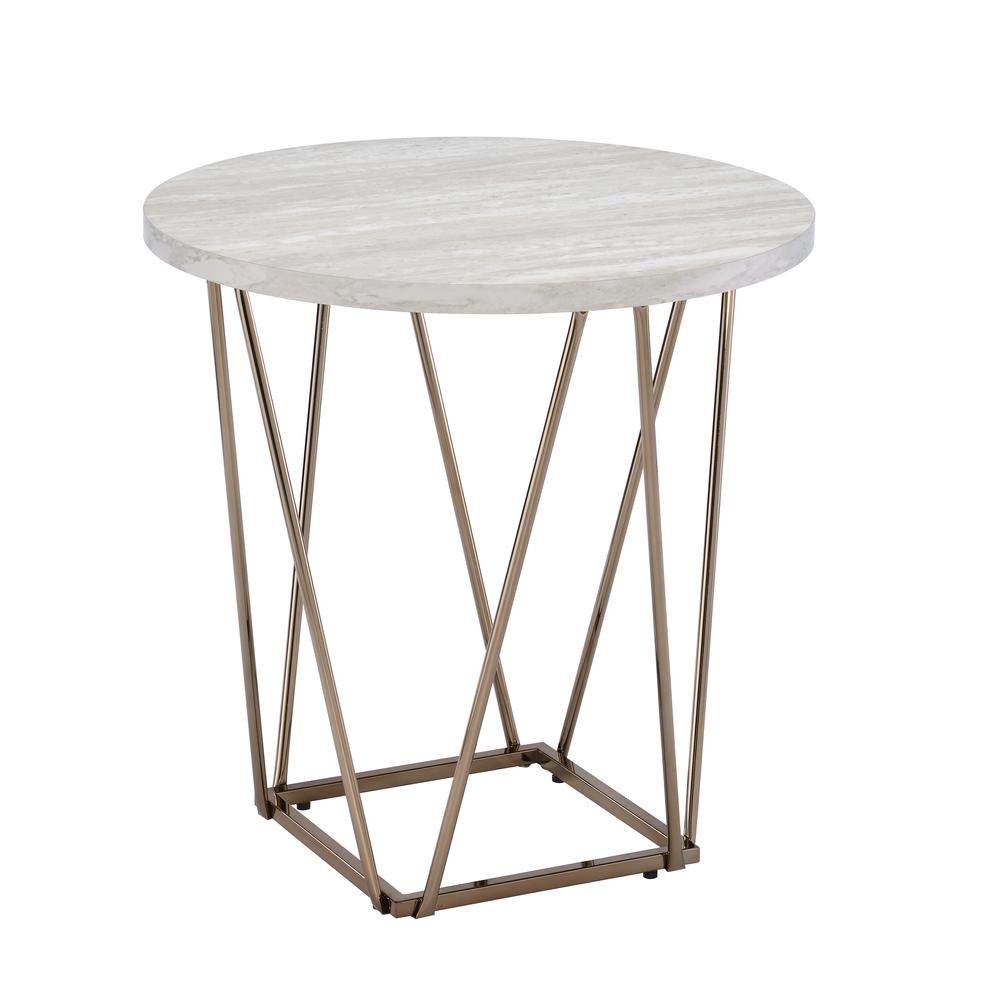 Rowyn Faux Marble Top End Table