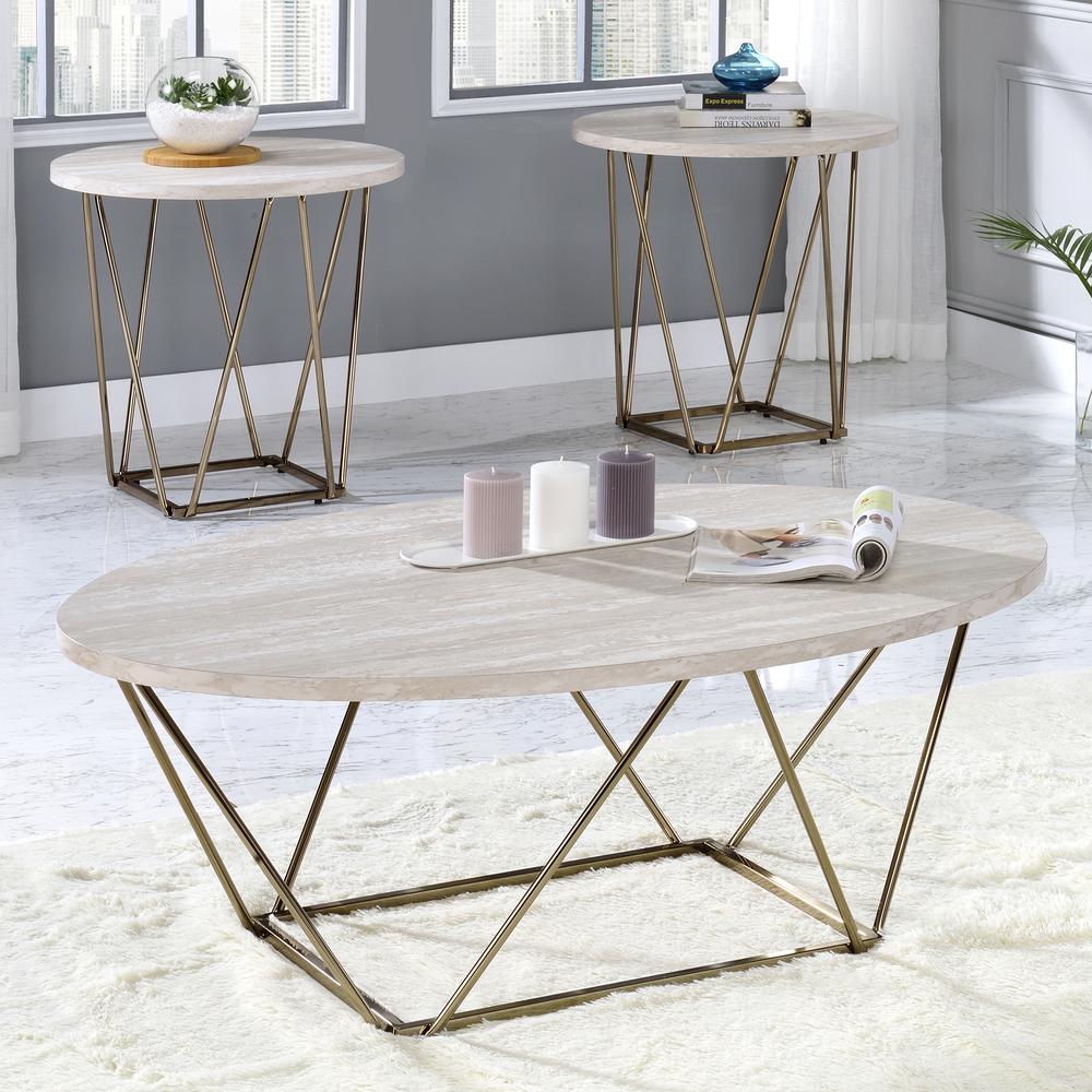 Rowyn Faux Marble Top End Table