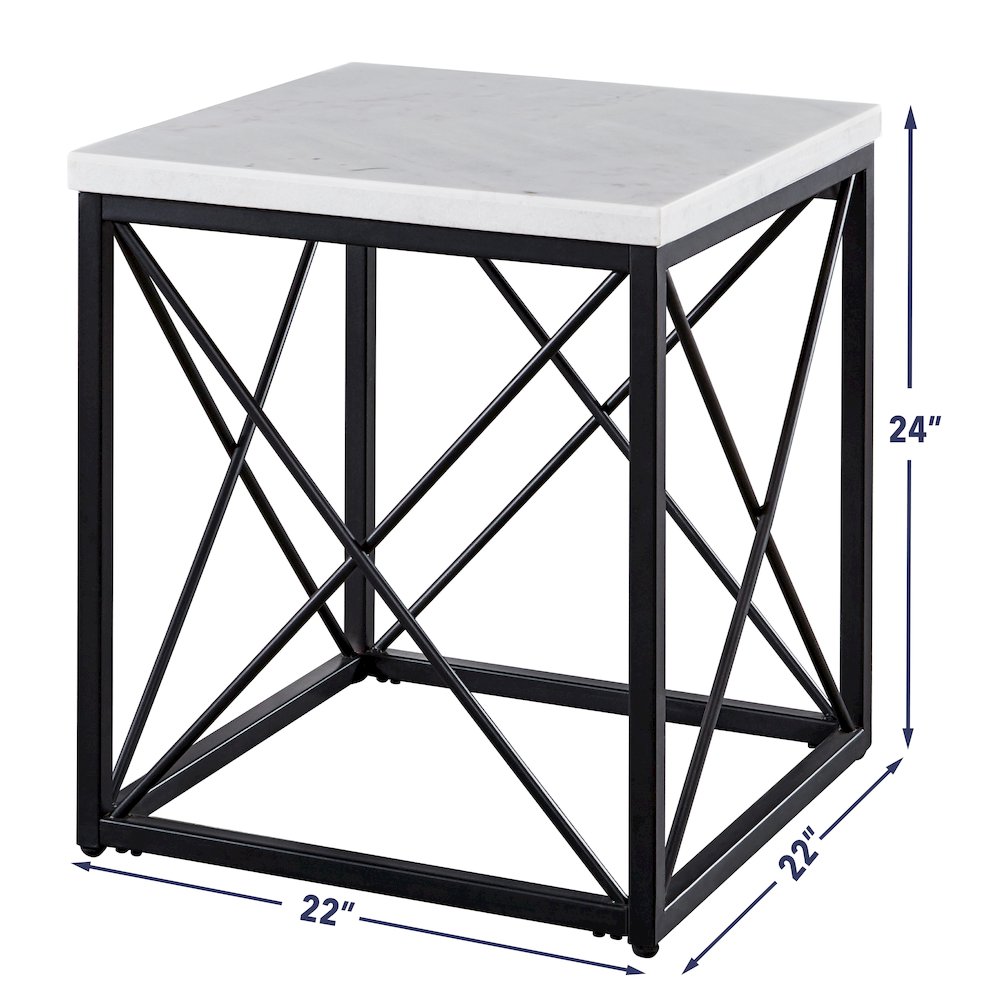 Skyler White Marble Top Square