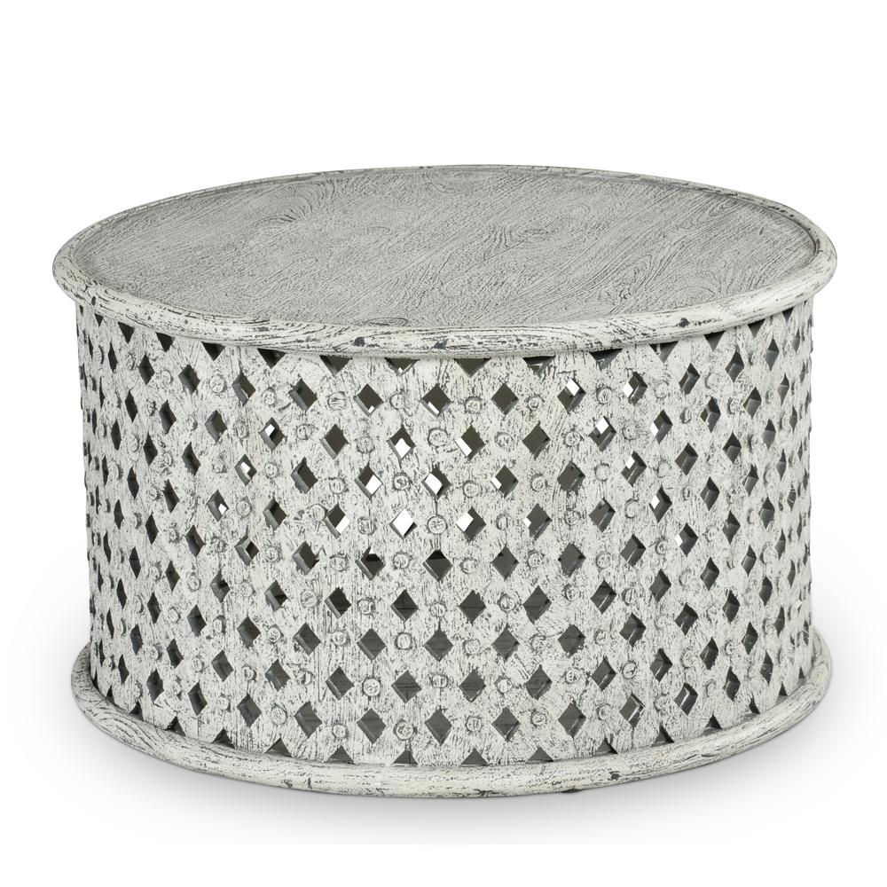 Samir Round Tribal Carved Wood