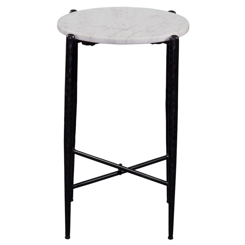 Loxie White Marble Top Round End Table