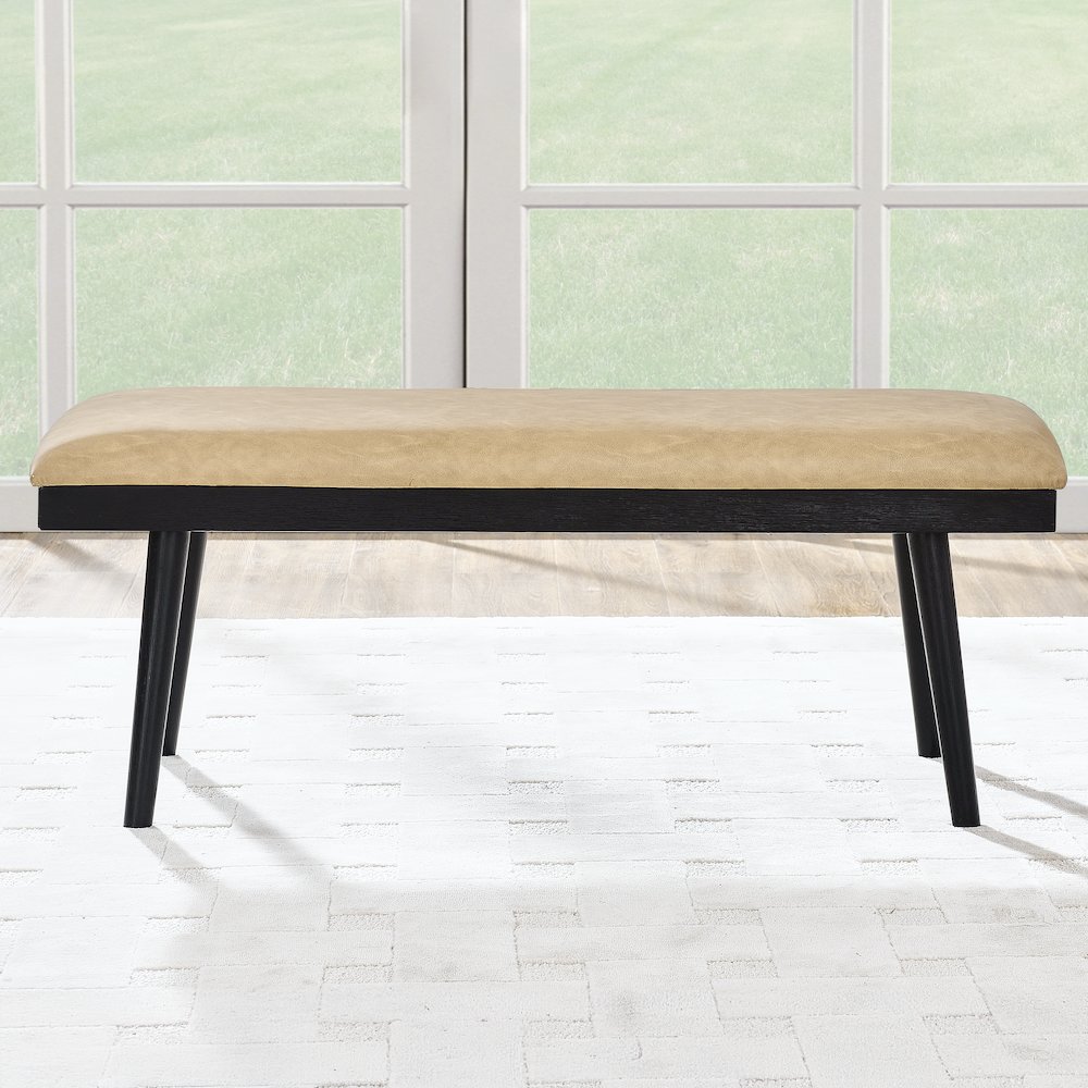 Vida 49″ Sand Vegan Leather Dining Bench