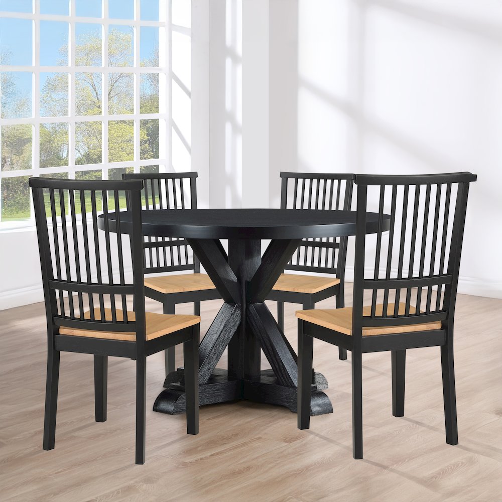 Molly Black 48″ Table with 4 Magnolia Chairs