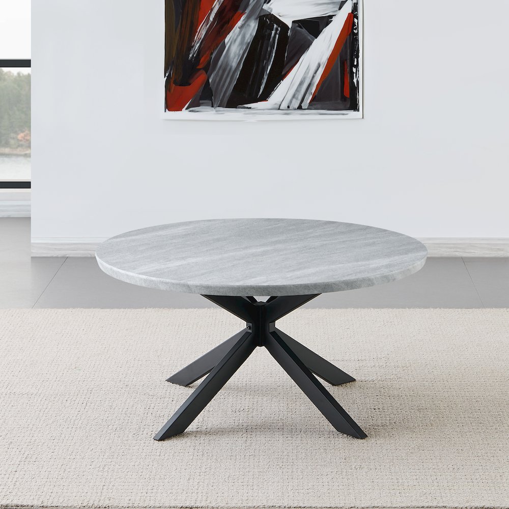 Keyla Faux-Marble Round Cocktail Table