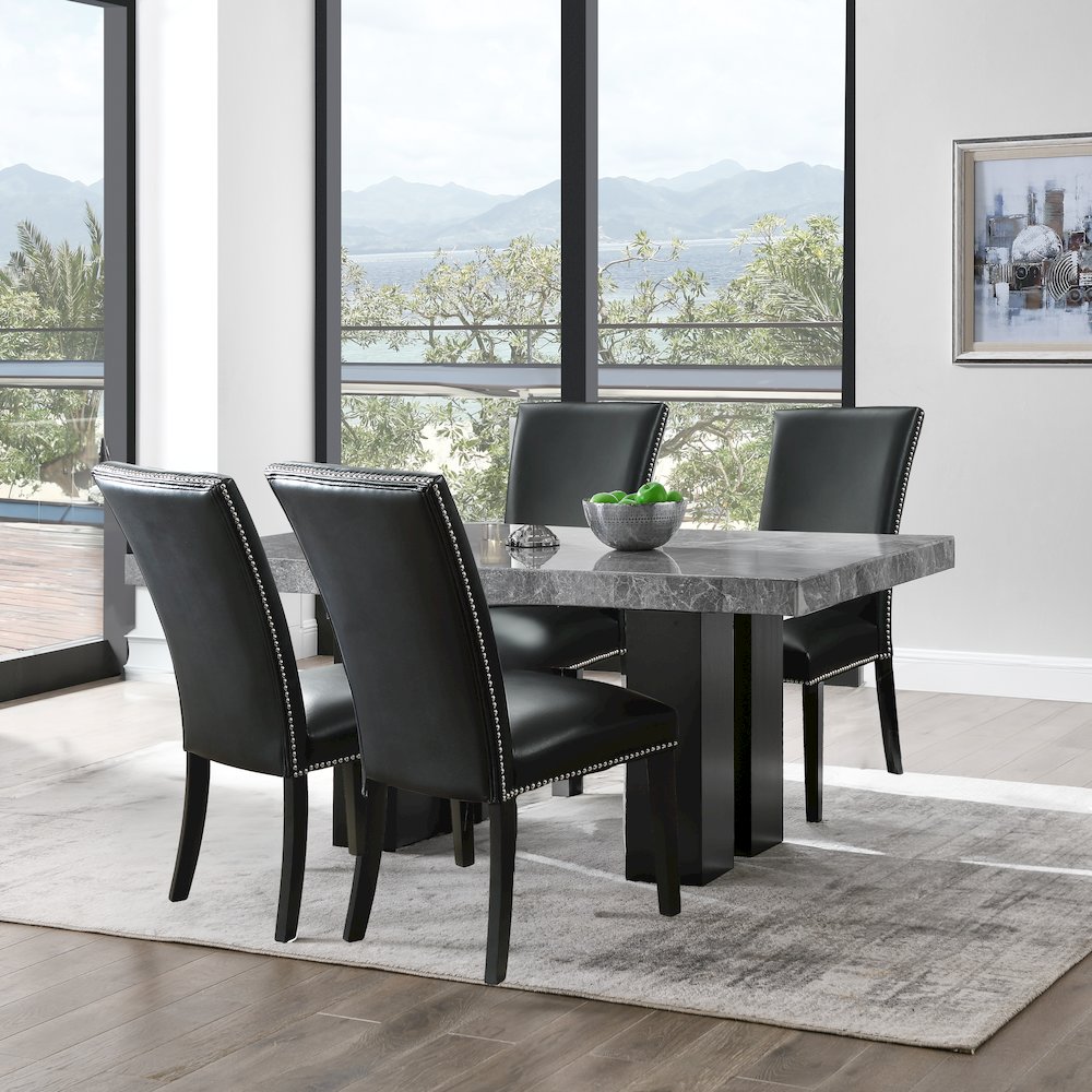 Camila 5PC Rectangle Dining Set Black Chair