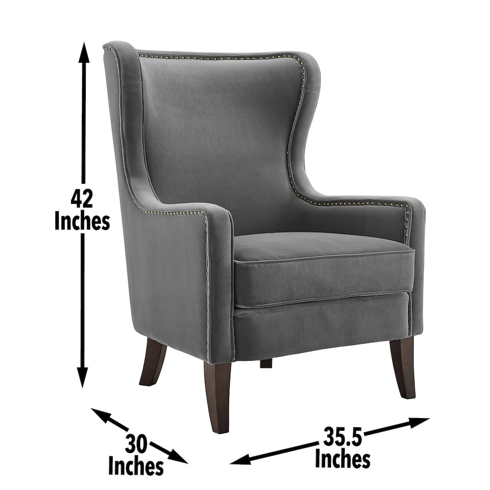 Rosco Velvet Accent Chair  – Charcoal