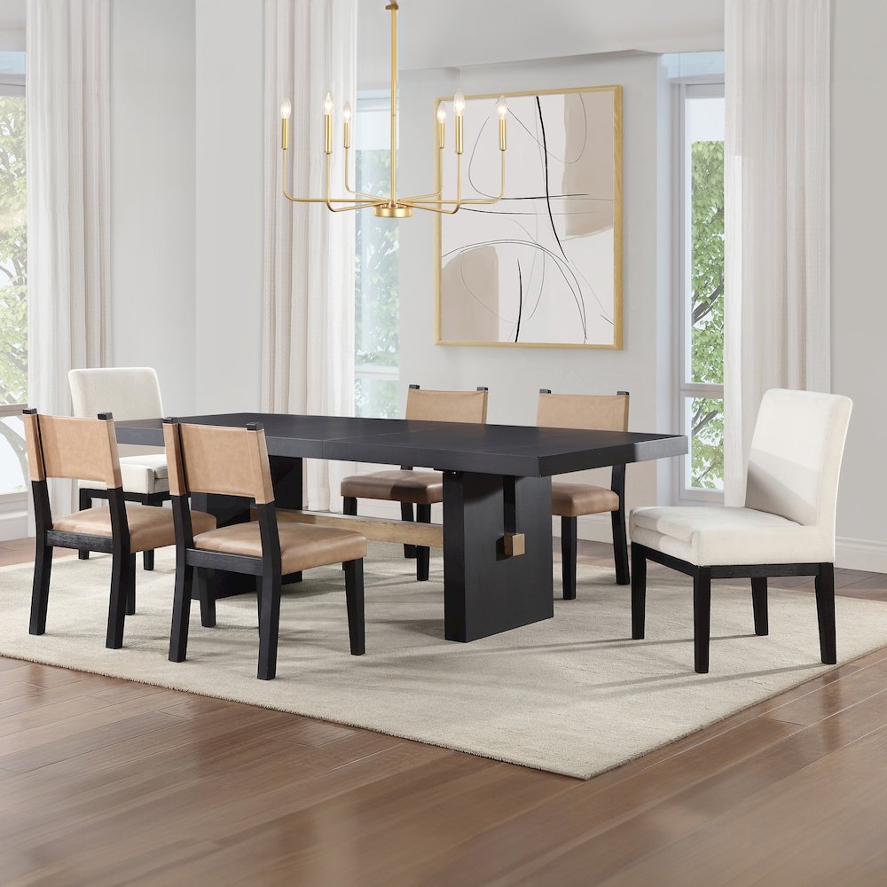 Aubrey Black 7pc Dining Set w/ Uph Chair