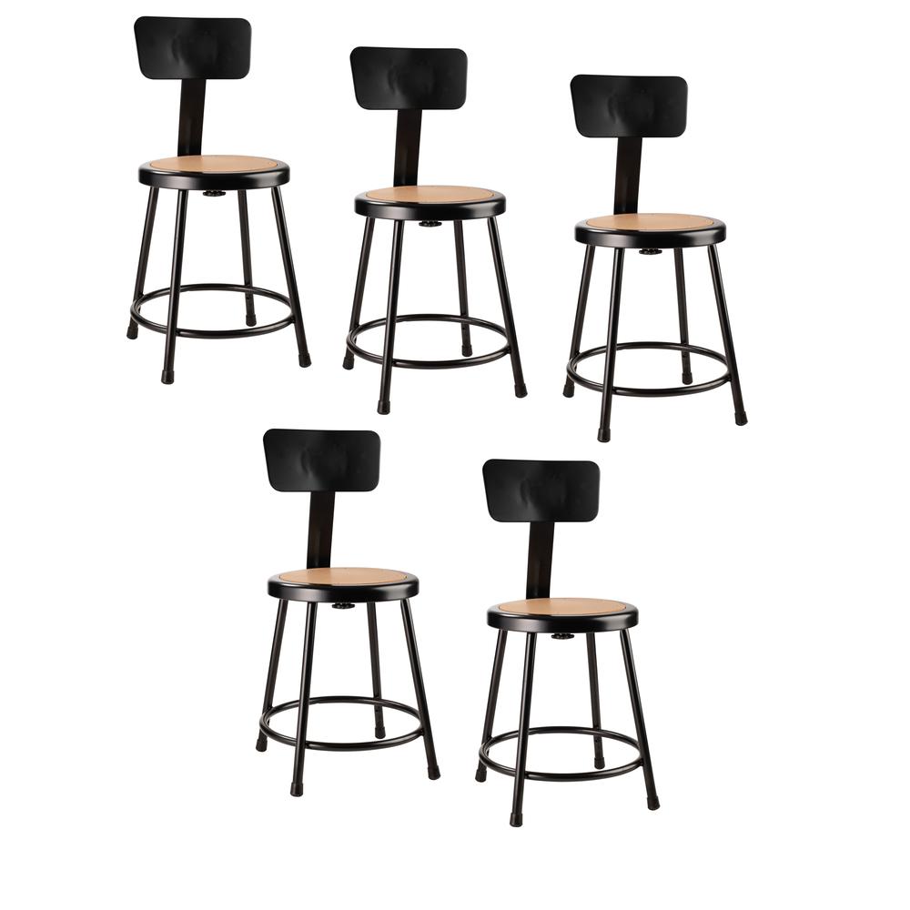 (5 Pack) NPS® 18″Heavy Duty Steel Stool With Backrest