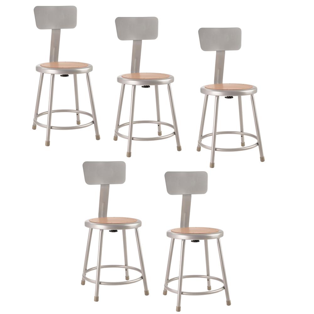 (5 Pack) NPS® 18″Heavy Duty Steel Stool With Backrest