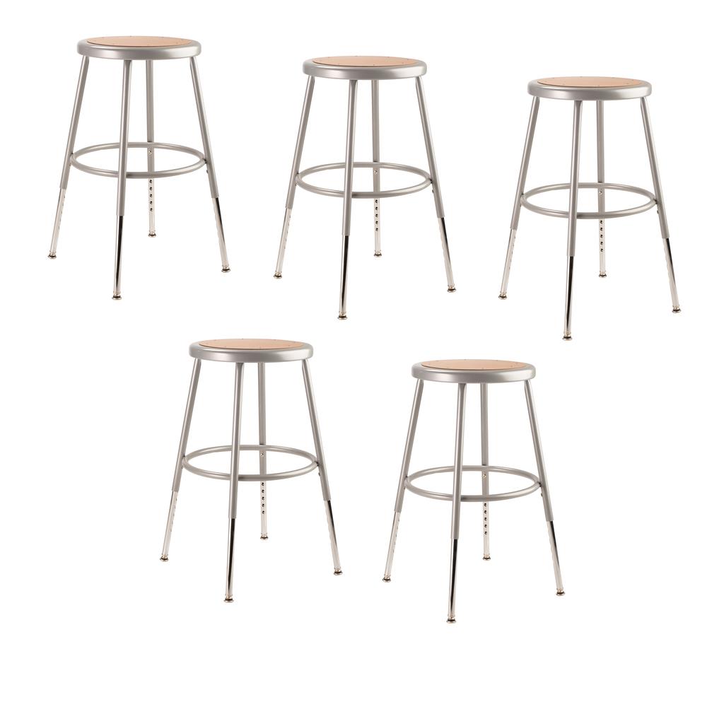 (5 Pack) NPS® 19″-27″ Height Adjustable Heavy Duty Steel Stool