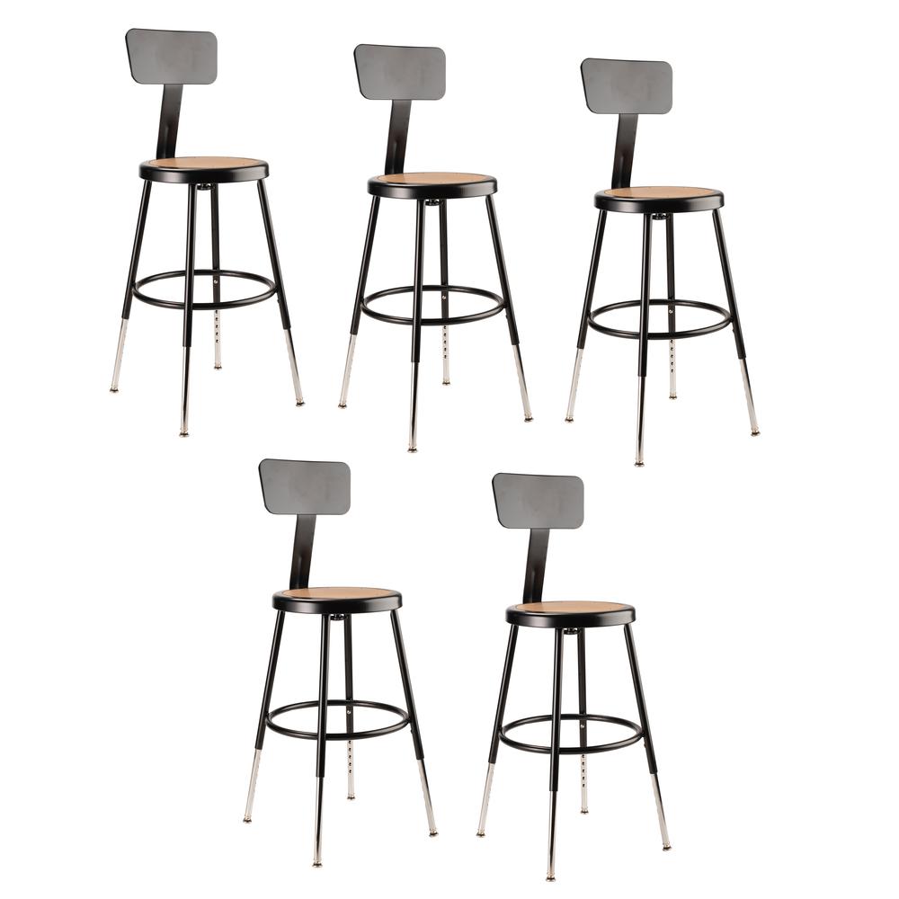 (5 Pack) NPS® 19″-27″ Height Adjustable Heavy Duty Steel Stool With Backrest