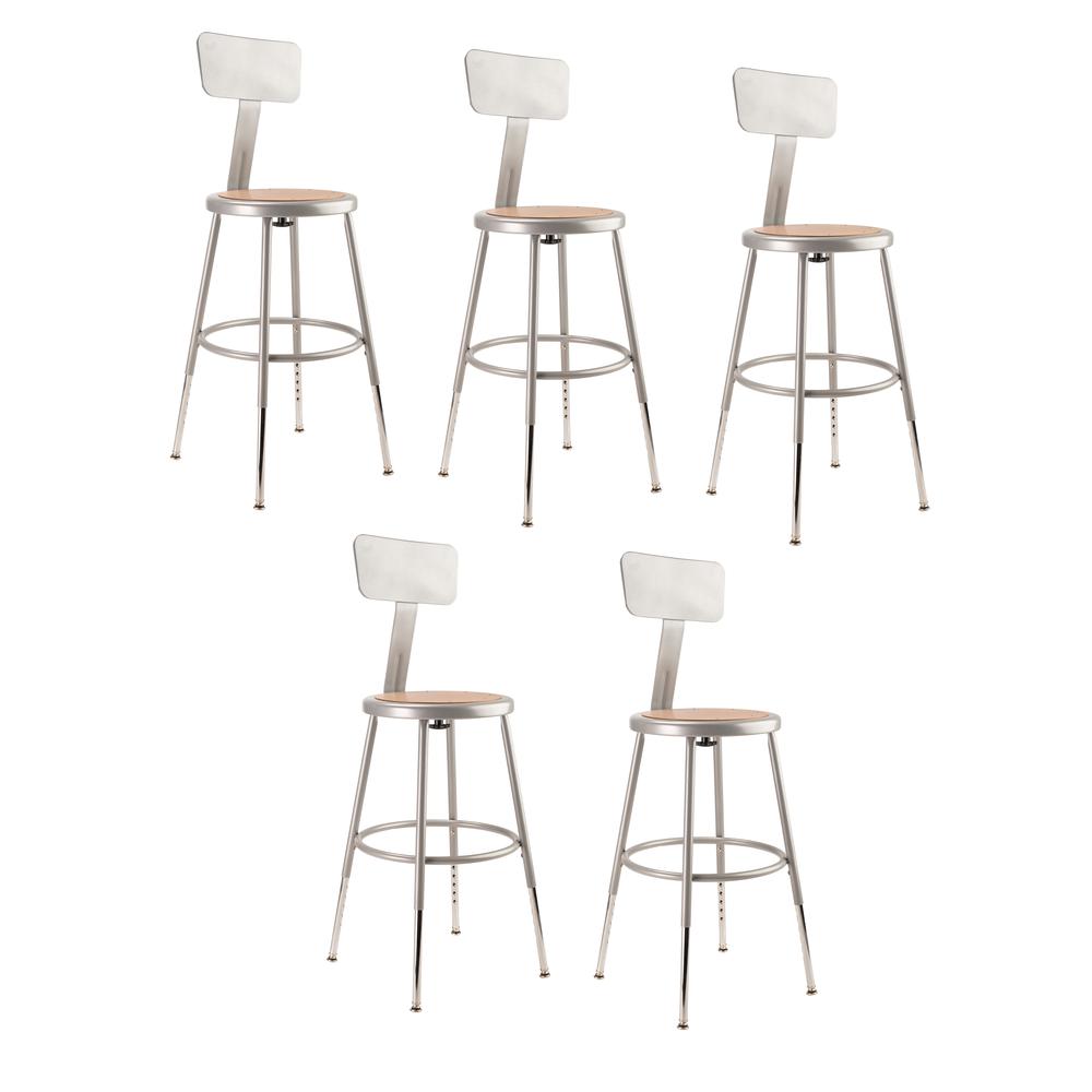 (5 Pack) NPS® 19″-27″ Height Adjustable Heavy Duty Steel Stool With Backrest