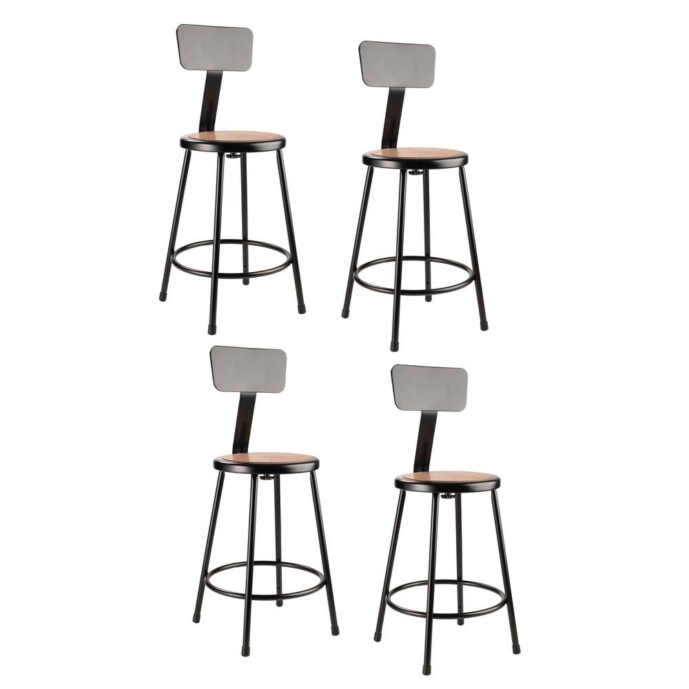(4 Pack) NPS® 24″Heavy Duty Steel Stool With Backrest