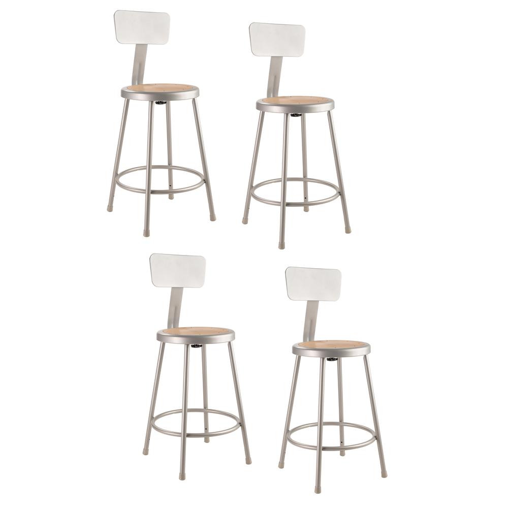 (4 Pack) NPS® 24″Heavy Duty Steel Stool With Backrest