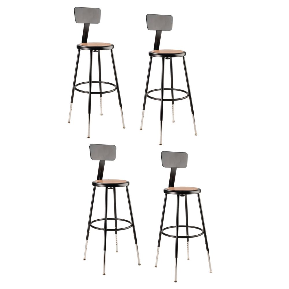 (4 Pack) NPS® 25″-33″ Height Adjustable Heavy Duty Steel Stool With Backrest