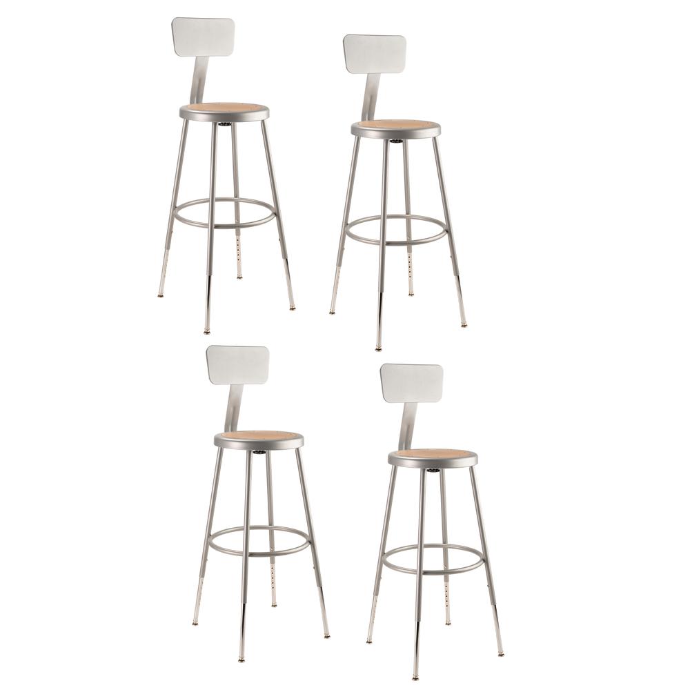 (4 Pack) NPS® 25″-33″ Height Adjustable Heavy Duty Steel Stool With Backrest