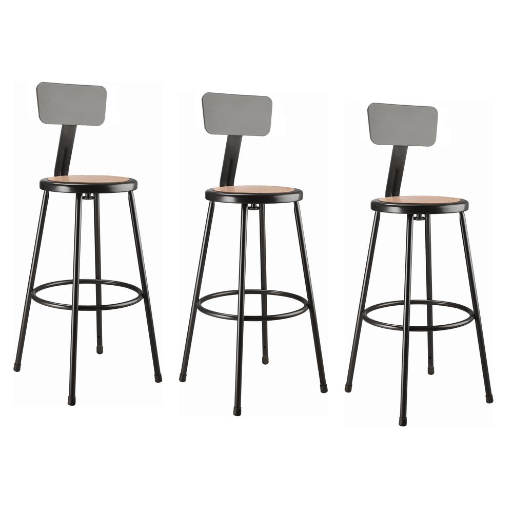 (3 Pack) NPS® 30″ Heavy Duty Steel Stool With Backrest