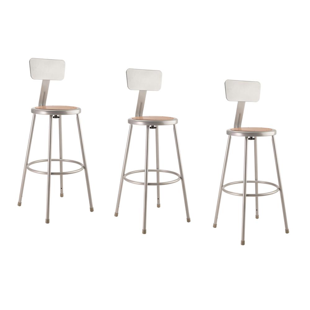(3 Pack) NPS® 30″Heavy Duty Steel Stool With Backrest