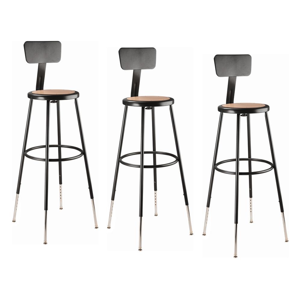 (3 Pack) NPS® 32 -39″ Height Adjustable Heavy Duty Steel Stool With Backrest