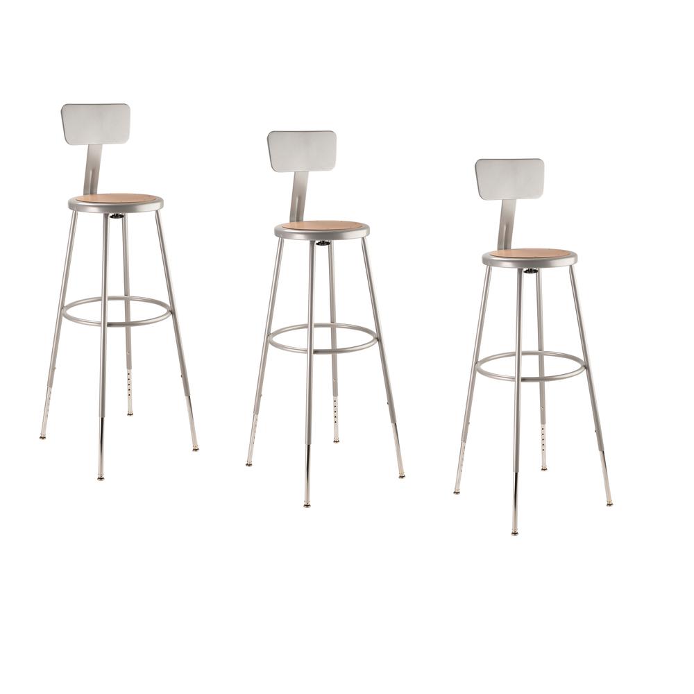 (3 Pack) NPS® 32″-39″ Height Adjustable Heavy Duty Steel Stool With Backrest