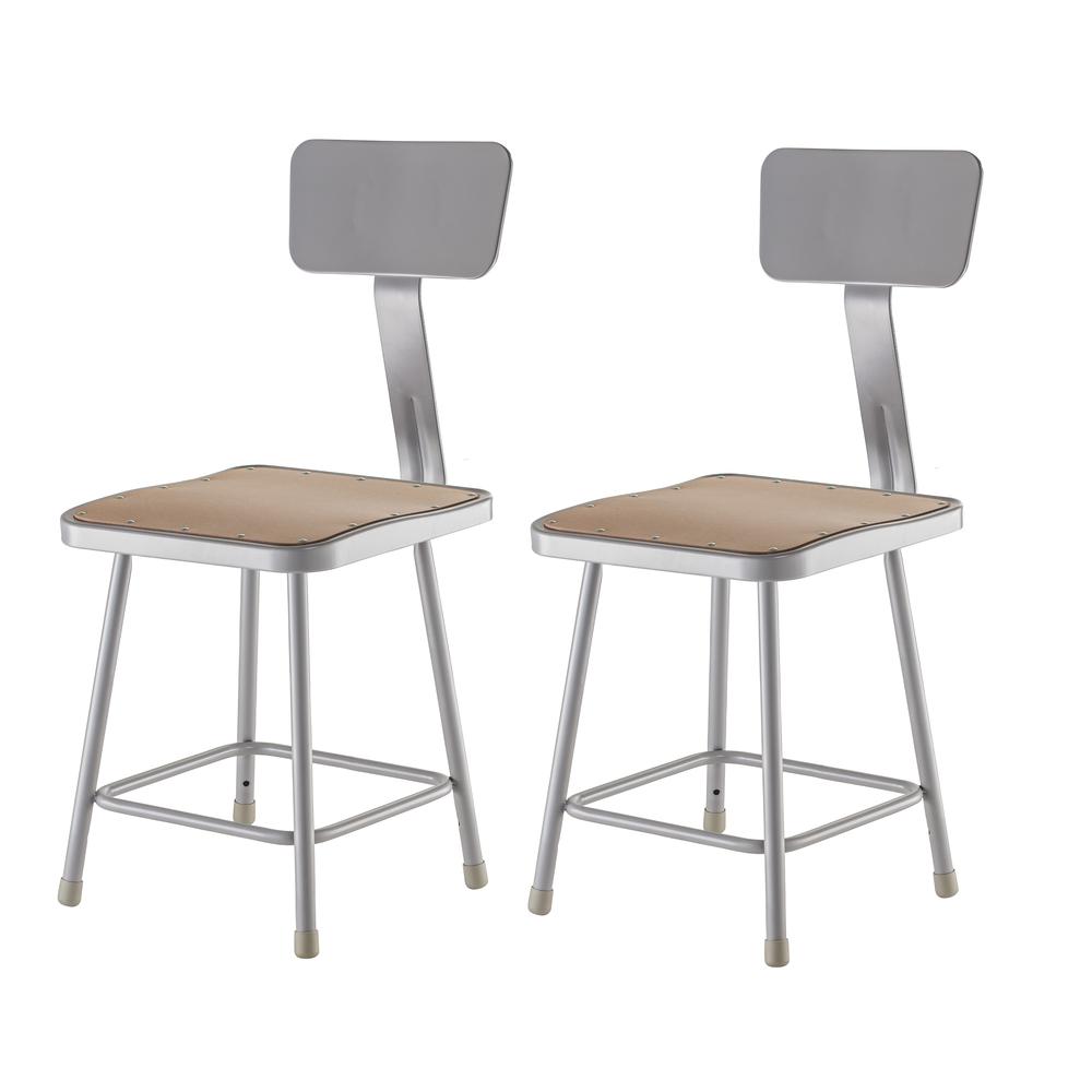 (2 Pack) NPS® 18″ Heavy Duty Square Seat Steel Stool With Backrest