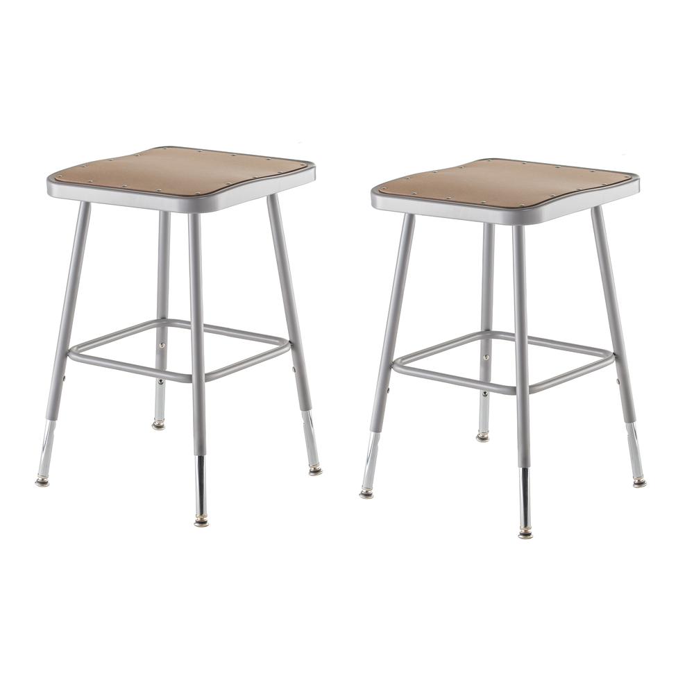 (2 Pack) NPS® 19″-27″ Height Adjustable Heavy Duty Square Seat Steel Stool
