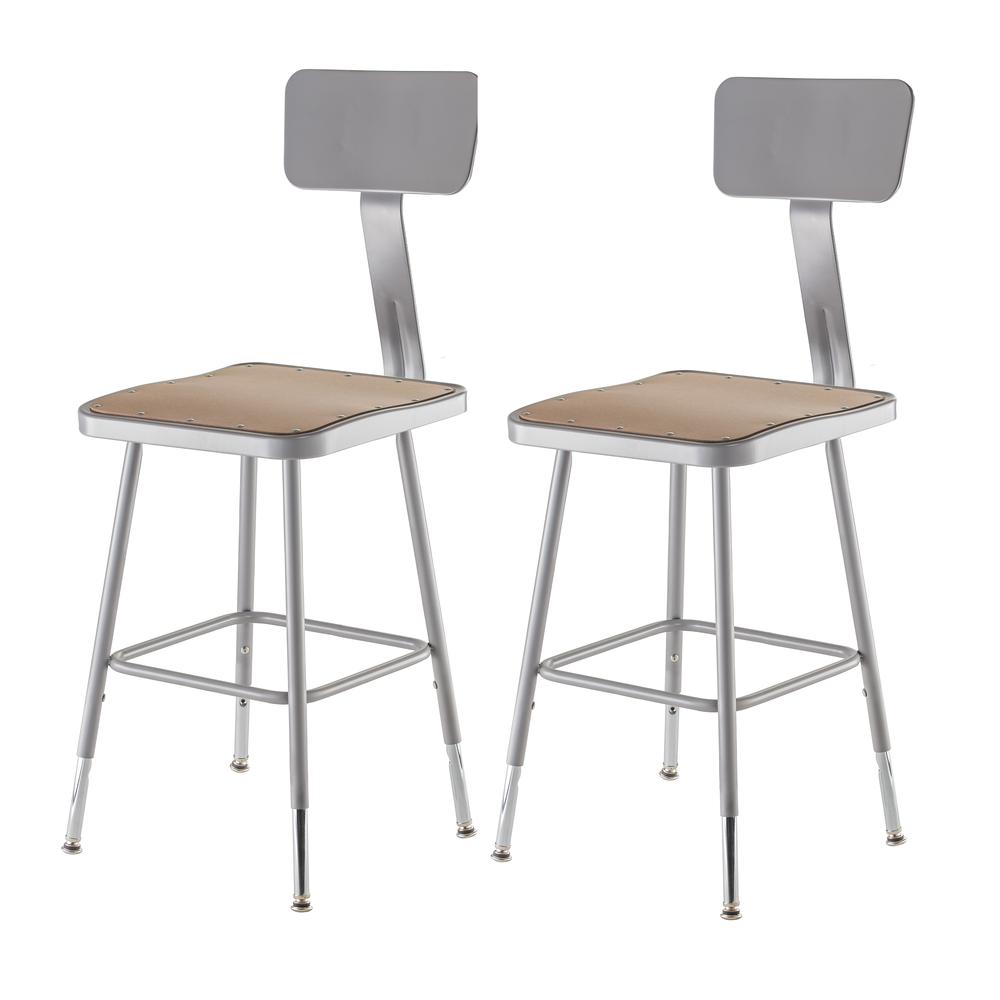 (2 Pack) NPS® 19″-27″ Height Adjustable Heavy Duty Square Seat Steel Stool With Backrest
