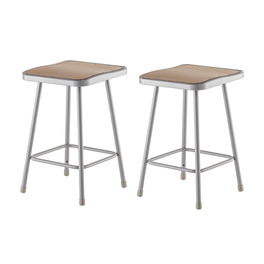 (2 Pack) NPS® 24″ Heavy Duty Square Seat Steel Stool