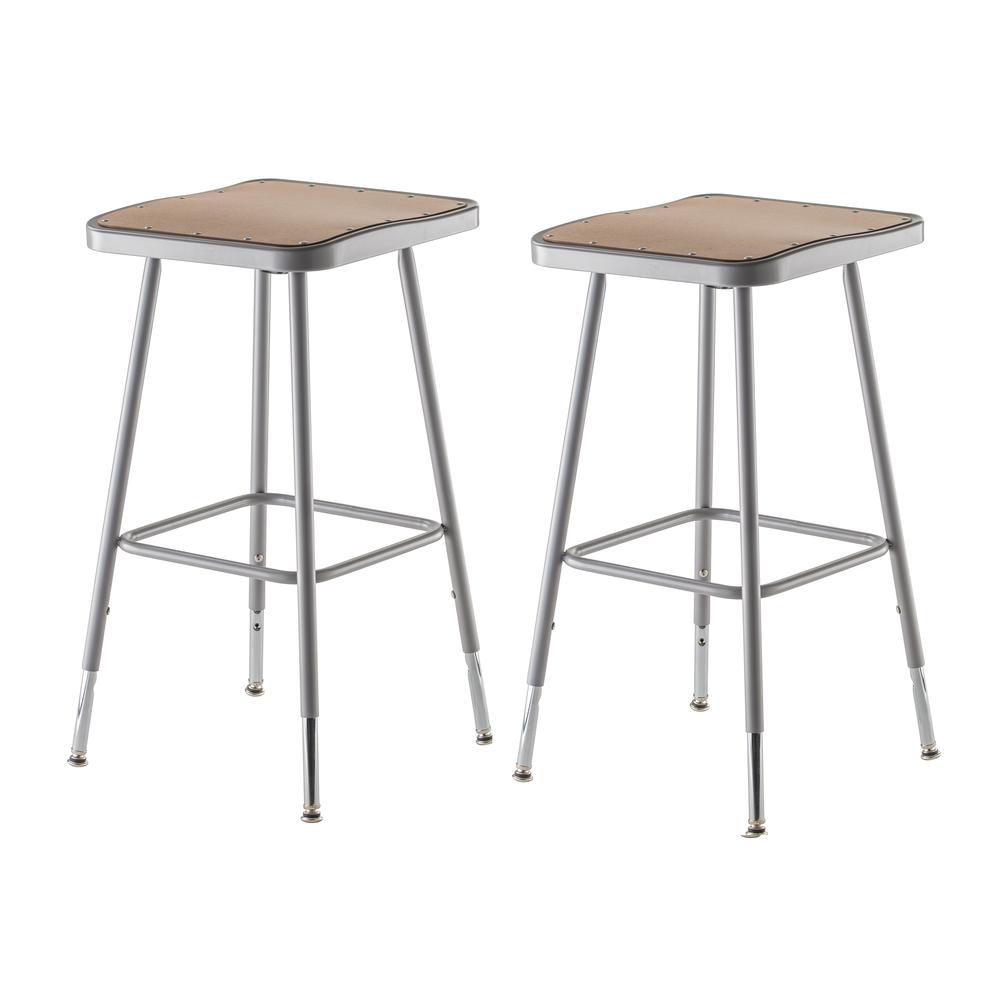 (2 Pack) NPS® 25″-33″ Height Adjustable Heavy Duty Square Seat Steel Stool