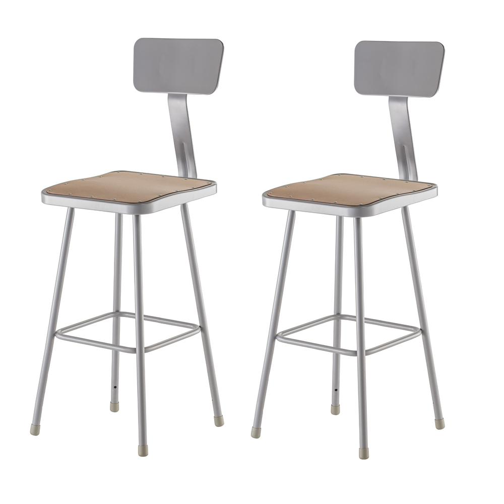 (2 Pack) NPS® 30″ Heavy Duty Square Seat Steel Stool With Backrest