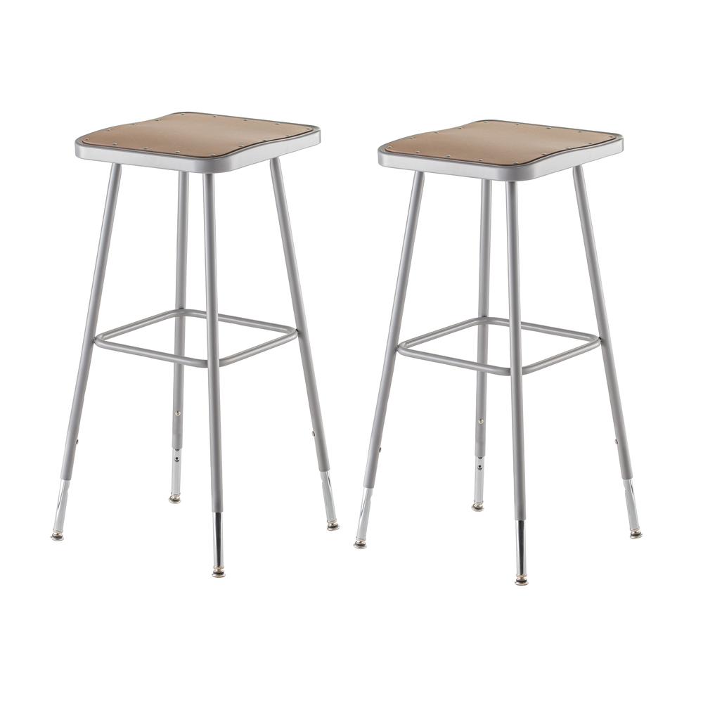 (2 Pack) NPS® 32″-39″ Height Adjustable Heavy Duty Square Seat Steel Stool