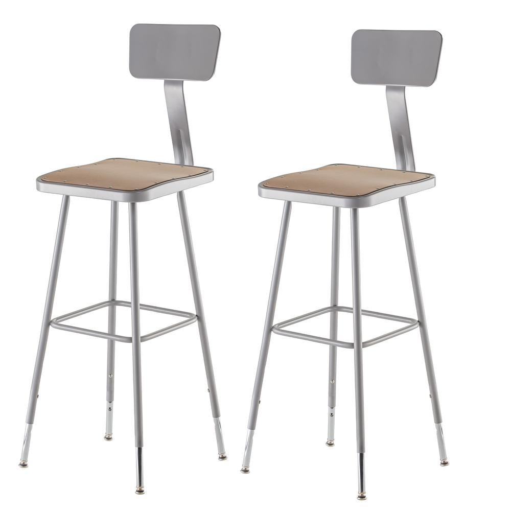 (2 Pack) NPS® 32″-39″ Height Adjustable Heavy Duty Square Seat Steel Stool With Backrest