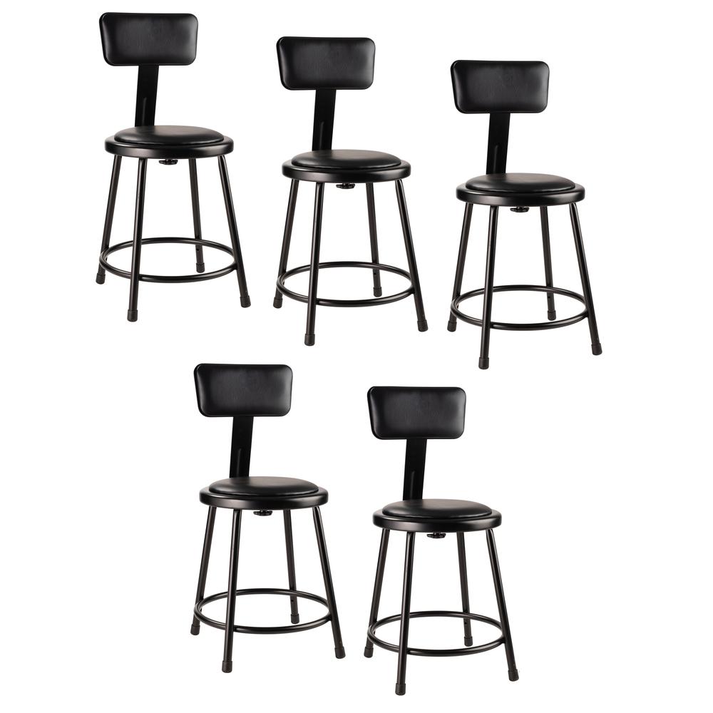 (5 Pack) NPS® 18″Heavy Duty Vinyl Padded Steel Stool With Backrest