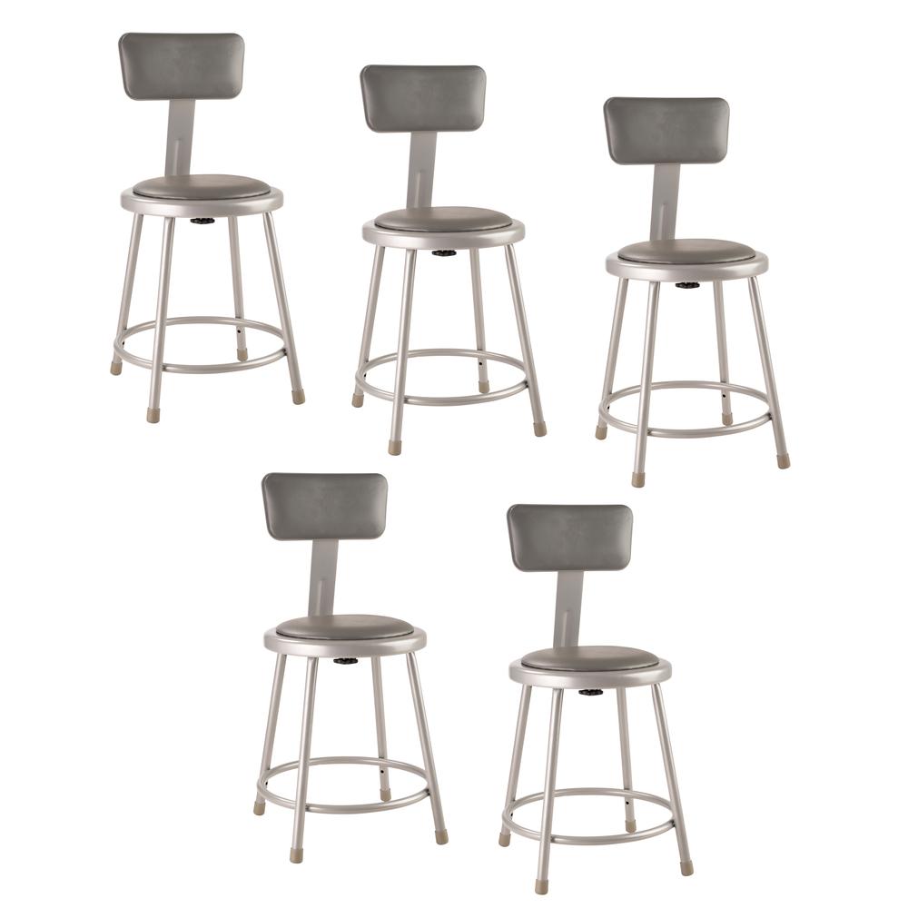 (5 Pack) NPS® 18″Heavy Duty Vinyl Padded Steel Stool With Backrest