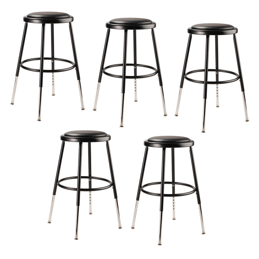 (5 Pack) NPS® 19″-27″ Height Adjustable Heavy Duty Vinyl Padded Steel Stool