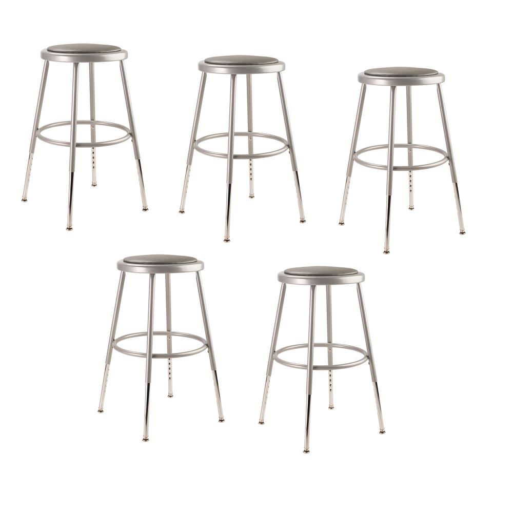 (5 Pack) NPS® 19″-27″ Height Adjustable Heavy Duty Vinyl Padded Steel Stool
